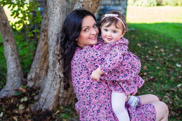 Adina Azarian with her daughter.