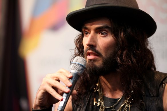 Russell Brand speaking to the media at the ARIA Awards in Sydney in 2012.