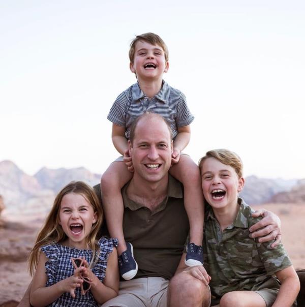 Prince William with his children Prince George, Princess Charlotte and Prince Louis.