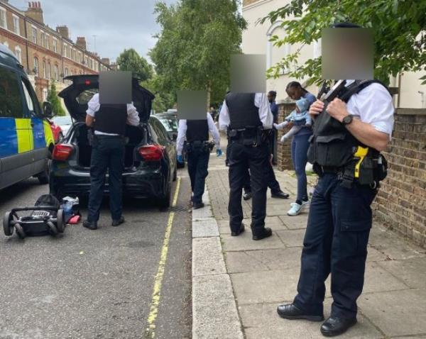 Police officer at the scene. The leading British sprinter Bianca Williams and her partner have accused the Metropolitan Police of racial profiling after they were stopped, dragged from their car and handcuffed while their three-month-old son was on board. Williams, 26, a European and Commo<em></em>nwealth gold medallist, and her partner, Ricardo dos Santos, 25,the Portuguese record holder over 400m, fear they were targeted because they are black and drive a Mercedes. Dos Santos, who will meet lawyers tomorrow a<em></em>bout the incident, said that he had been stopped by police as many as 15 times since they changed their car to a German brand in November 2017. The pair, who are training for next years Tokyo Olympics, plan to complain formally and accused police of acting violently. They were on their way home from a training session yesterday when they were pulled from their car for a weapons search. Time for change and for actions to have consequences. Still incredibly hurt and shaken by my ordeal yesterday. Please read my piece in @TheTimes in my bio Edited ? 167 w Bianca Williams Ricardo Dos Santos