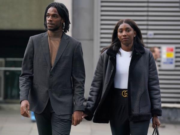 Bianca Williams and Ricardo Dos Santos arrive at Palestra House, central Lo<em></em>ndon as a misco<em></em>nduct panel is set to deliver its decision on whether five Metropolitan Police officers, Acting PS Rachel Simpson and PCs Allan Casey, Jo<em></em>nathan Clapham, Michael Bond and Sam Franks, are guilty of gross misco<em></em>nduct over the stop-and-search of the two black athletes. Picture date: Wednesday October 25, 2023. PA Photo. British athlete Bianca Williams and her partner Ricardo Dos Santos were stopped and handcuffed in Maida Vale, north Lo<em></em>ndon in July 2020 while driving along with their baby. See PA story POLICE Williams. Photo credit should read: Jo<em></em>nathan Brady/PA Wire