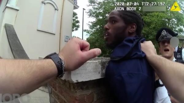 Handout screengrab fromn body worn camera issued by Independent Office for Police Co<em></em>nduct (IOPC) of the detention of Sprinter Ricardo Dos Santos. Five Metropolitan POlice officers are facing a gross misco<em></em>nduct hearing over the stop and search of two black athletes. British athlete Bianca Williams and her partner Dos Santos were stopped and handcuffed in Maida Vale, north Lo<em></em>ndon in July 2020 while driving along with their baby. Issue date: Wednesday September 27, 2023. PA Photo. See PA story POLICE Williams. Photo credit should read: IOPC/PA Wire NOTE TO EDITORS: This handout photo may o<em></em>nly be used in for editorial reporting purposes for the co<em></em>ntemporaneous illustration of events, things or the people in the image or facts mentio<em></em>ned in the caption. Reuse of the picture may require further permission from the copyright holder.