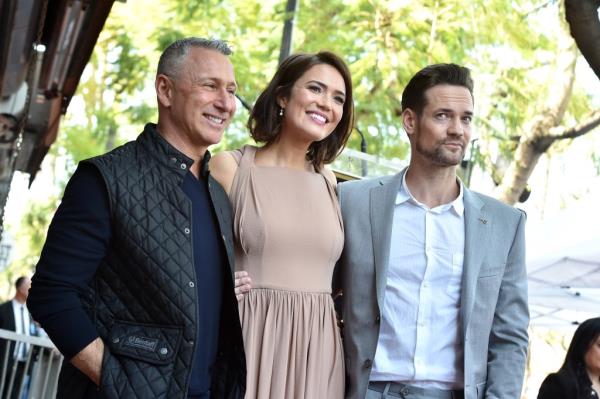 Adam Shankman, Mandy Moore and Shane West at Moore's Star on the Hollywood Walk of Fame on March 25, 2019.