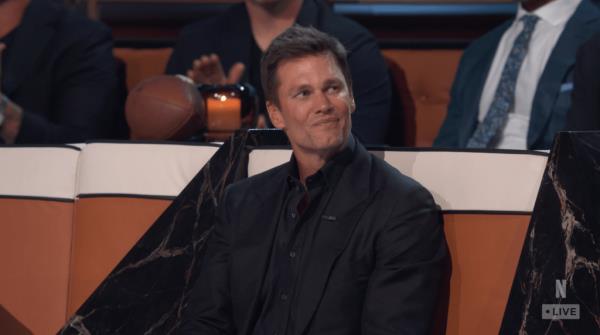 Tom Brady sits in the audience during 'The Greatest Roast Of All Time: Tom Brady' Netflix special on May 5