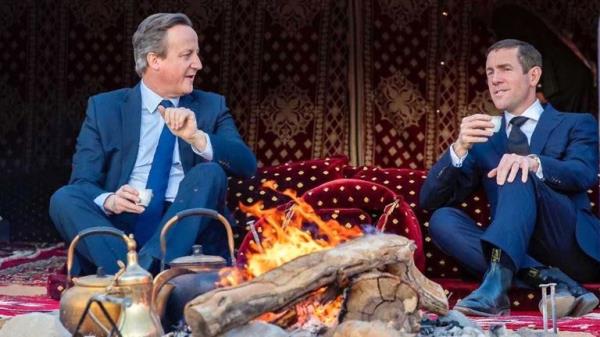 David Cameron and Lex Greensill on a trip to Saudi Arabia in 2020