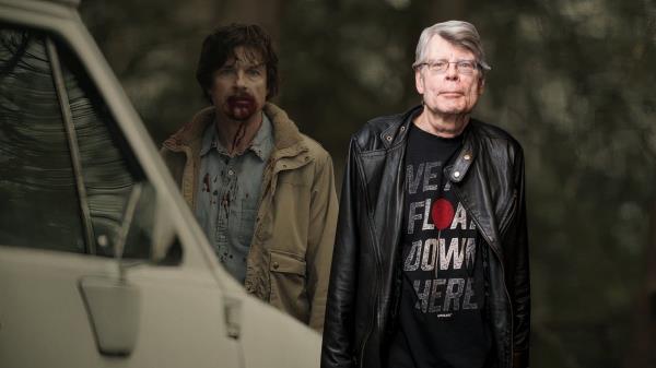 Stephen King next to Jason Bateman in The Outsider