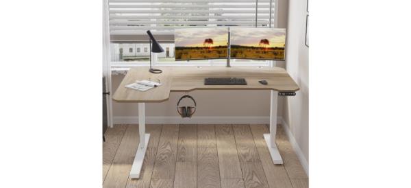 Best White Daycia Height Adjustable L-Shape Standing Desk