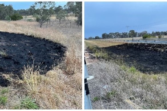 Charred grass wher<em></em>e fires were allegedly sparked by a man who was driving on his rims near Beaufort.