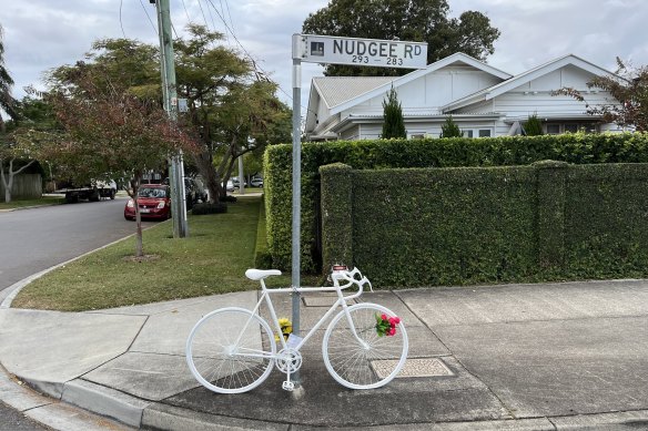 The original ghost bike was chained to a pole at the intersection with Long Street. Council deemed it a safety hazard.